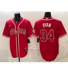 Men Texas Rangers  34 Nolan Ryan Red 2026 City Connect Stadium Stitched Baseball Jersey
