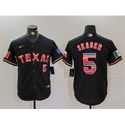 Men Texas Rangers 5 Corey Seager Black Mexico Cool Base Stitched Baseball Jersey
