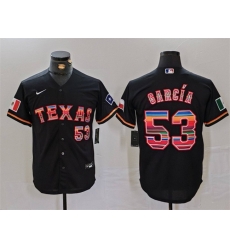 Men Texas Rangers 53 Adolis Garc EDa Black Mexico Cool Base Stitched Baseball Jersey