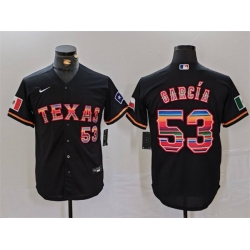 Men Texas Rangers 53 Adolis Garc EDa Black Mexico Cool Base Stitched Baseball Jersey