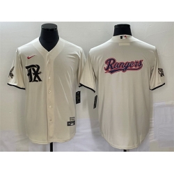 Men Texas Rangers Cream Team Big Logo 2023 City Connect Cool Base Stitched Baseball Jersey