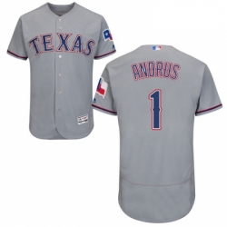 Mens Majestic Texas Rangers 1 Elvis Andrus Grey Road Flex Base Authentic Collection MLB Jersey