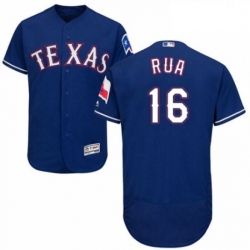 Mens Majestic Texas Rangers 16 Ryan Rua Royal Blue Alternate Flex Base Authentic Collection MLB Jersey