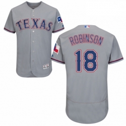 Mens Majestic Texas Rangers 18 Drew Robinson Grey Road Flex Base Authentic Collection MLB Jersey