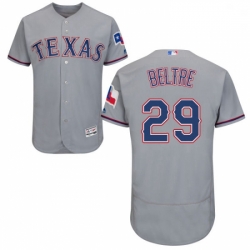 Mens Majestic Texas Rangers 29 Adrian Beltre Grey Road Flex Base Authentic Collection MLB Jersey