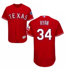 Mens Majestic Texas Rangers 34 Nolan Ryan Red Alternate Flex Base Authentic Collection MLB Jersey