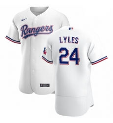 Texas Rangers 24 Jordan Lyles Men Nike White Home 2020 Authentic Player MLB Jersey