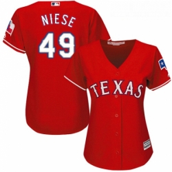 Womens Majestic Texas Rangers 49 Jon Niese Replica Red Alternate Cool Base MLB Jersey 