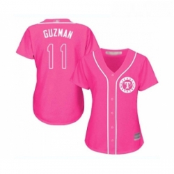 Womens Texas Rangers 11 Ronald Guzman Replica Pink Fashion Cool Base Baseball Jersey 