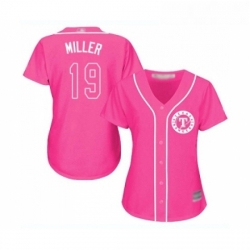 Womens Texas Rangers 19 Shelby Miller Replica Pink Fashion Cool Base Baseball Jersey 