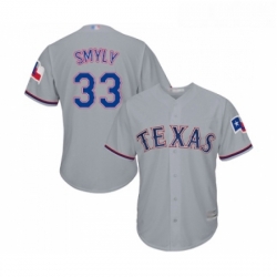 Youth Texas Rangers 33 Drew Smyly Replica Grey Road Cool Base Baseball Jersey 