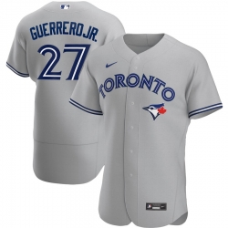 Men Toronto Blue Jays 27 Vladimir Guerrero Jr  Men Nike Gray Road 2020 Flex Base Player MLB Jersey