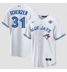 Men Toronto Blue Jays 31 Max Scherzer White 2025 World Series Home Cool Base Stitched Baseball Jersey