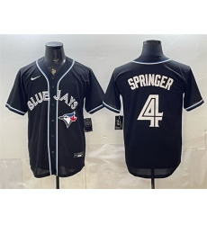 Men Toronto Blue Jays 4 George Springer 2026 Fashion Replica Black Out Stitched Baseball Jersey Men Toronto Blue Jays 4 George Springer 2026 Fashion Replica Black Out Stitched Baseball Jersey