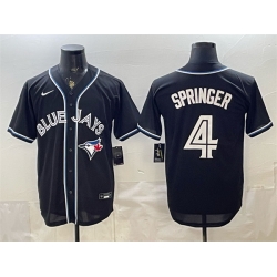 Men Toronto Blue Jays  4 George Springer 2026 Fashion Replica Black Out Stitched Baseball Jersey