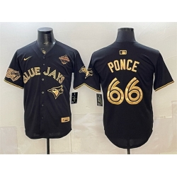 Men Toronto Blue Jays  66 Cody Ponce Black Gold 2025 American League Champions Limited Stitched Baseball Jersey