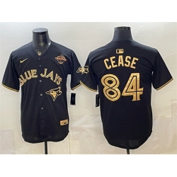 Men Toronto Blue Jays  84 Dylan Cease Black Gold 2025 American League Champions Limited Stitched Baseball Jersey