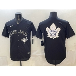 Men Toronto Blue Jays   Leafs With White Leafs Logo Black Lights Out Limited Stitched Baseball Jersey