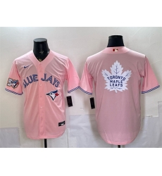 Men Toronto Blue Jays   Leafs With White Leafs Logo Pink 50 Seasons Patch Stitched Baseball Jersey