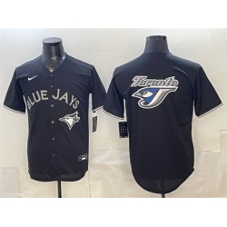 Men Toronto Blue Jays Team Big Logo Black Lights Out Limited Stitched Baseball Jersey