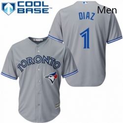 Mens Majestic Toronto Blue Jays 1 Aledmys Diaz Replica Grey Road MLB Jersey 