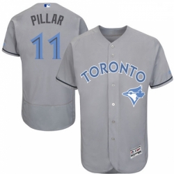 Mens Majestic Toronto Blue Jays 11 Kevin Pillar Authentic Gray 2016 Fathers Day Fashion Flex Base MLB Jersey