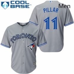 Mens Majestic Toronto Blue Jays 11 Kevin Pillar Replica Grey Road MLB Jersey