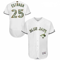 Mens Majestic Toronto Blue Jays 25 Marco Estrada Authentic White 2016 Memorial Day Fashion Flex Base Jersey