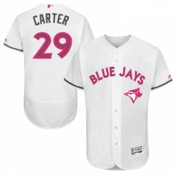 Mens Majestic Toronto Blue Jays 29 Joe Carter Authentic White 2016 Mothers Day Fashion Flex Base MLB Jersey