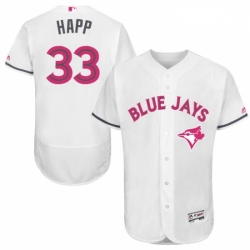 Mens Majestic Toronto Blue Jays 33 JA Happ Authentic White 2016 Mothers Day Fashion Flex Base MLB Jersey