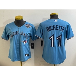 Women Toronto Blue Jays 11 Bo Bichette Blue 2025 World Series Cool Base Stitched Baseball Jersey 