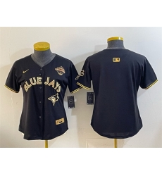 Women Toronto Blue Jays Blank Black Gold 2025 American League Champions Limited Stitched Baseball Jersey Women Toronto Blue Jays Blank Black Gold 2025 American League Champions Limited Stitched Baseball Jersey