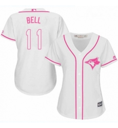 Womens Majestic Toronto Blue Jays 11 George Bell Replica White Fashion Cool Base MLB Jersey 