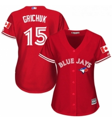 Womens Majestic Toronto Blue Jays 15 Randal Grichuk Replica Scarlet Alternate MLB Jersey 