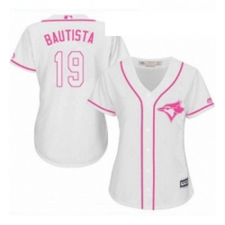 Womens Majestic Toronto Blue Jays 19 Jose Bautista Authentic White Fashion Cool Base MLB Jersey