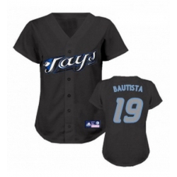 Womens Majestic Toronto Blue Jays 19 Jose Bautista Replica Black MLB Jersey