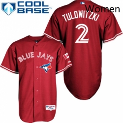 Womens Majestic Toronto Blue Jays 2 Troy Tulowitzki Replica Red Canada Day MLB Jersey