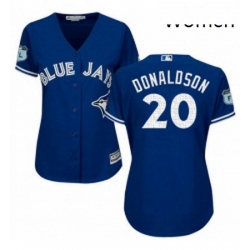 Womens Majestic Toronto Blue Jays 20 Josh Donaldson Authentic Royal Blue 2017 Spring Training Cool Base MLB Jersey