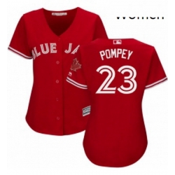 Womens Majestic Toronto Blue Jays 23 Dalton Pompey Authentic Scarlet Alternate MLB Jersey