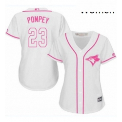 Womens Majestic Toronto Blue Jays 23 Dalton Pompey Replica White Fashion Cool Base MLB Jersey