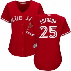 Womens Majestic Toronto Blue Jays 25 Marco Estrada Authentic Scarlet Alternate MLB Jersey