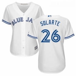 Womens Majestic Toronto Blue Jays 26 Yangervis Solarte Authentic White Home MLB Jersey 