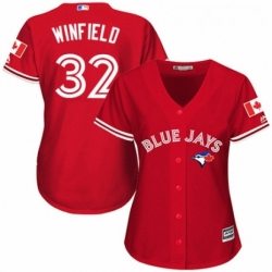 Womens Majestic Toronto Blue Jays 32 Dave Winfield Replica Scarlet Alternate MLB Jersey 