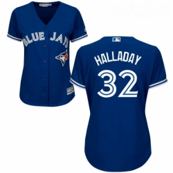 Womens Majestic Toronto Blue Jays 32 Roy Halladay Authentic Blue Alternate MLB Jersey