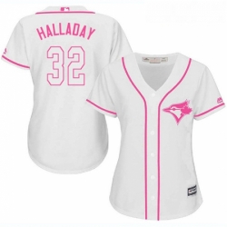 Womens Majestic Toronto Blue Jays 32 Roy Halladay Authentic White Fashion Cool Base MLB Jersey