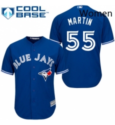 Womens Majestic Toronto Blue Jays 55 Russell Martin Replica Blue MLB Jersey