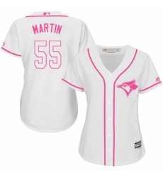 Womens Majestic Toronto Blue Jays 55 Russell Martin Replica White Fashion Cool Base MLB Jersey