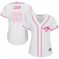 Womens Majestic Toronto Blue Jays 62 Aaron Loup Authentic White Fashion Cool Base MLB Jersey 