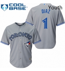 Youth Majestic Toronto Blue Jays 1 Aledmys Diaz Replica Grey Road MLB Jersey 