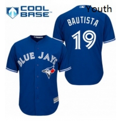 Youth Majestic Toronto Blue Jays 19 Jose Bautista Authentic Blue Alternate MLB Jersey